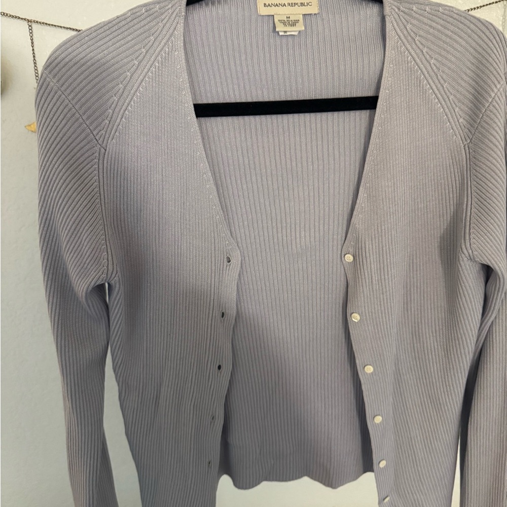 Banana Republic Lavender tank and cardigan 100% Silk Top - Picture 4 of 7